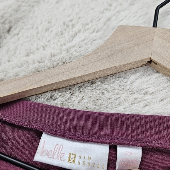 Belle by Kim Gravel French Terry Top with Inverted Hem Fig 2X - Picture 3 of 8